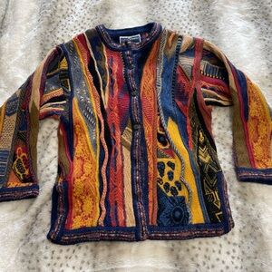 Carlo Alberto Colorful Wool Cardigan made in Australia XS 2 Buttons Missing